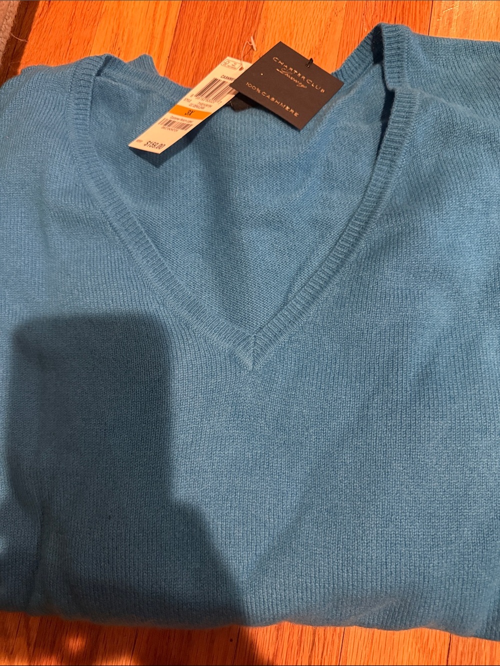 Club Room women’s V-Neck Sweater in turquoise size 3X BNWT
